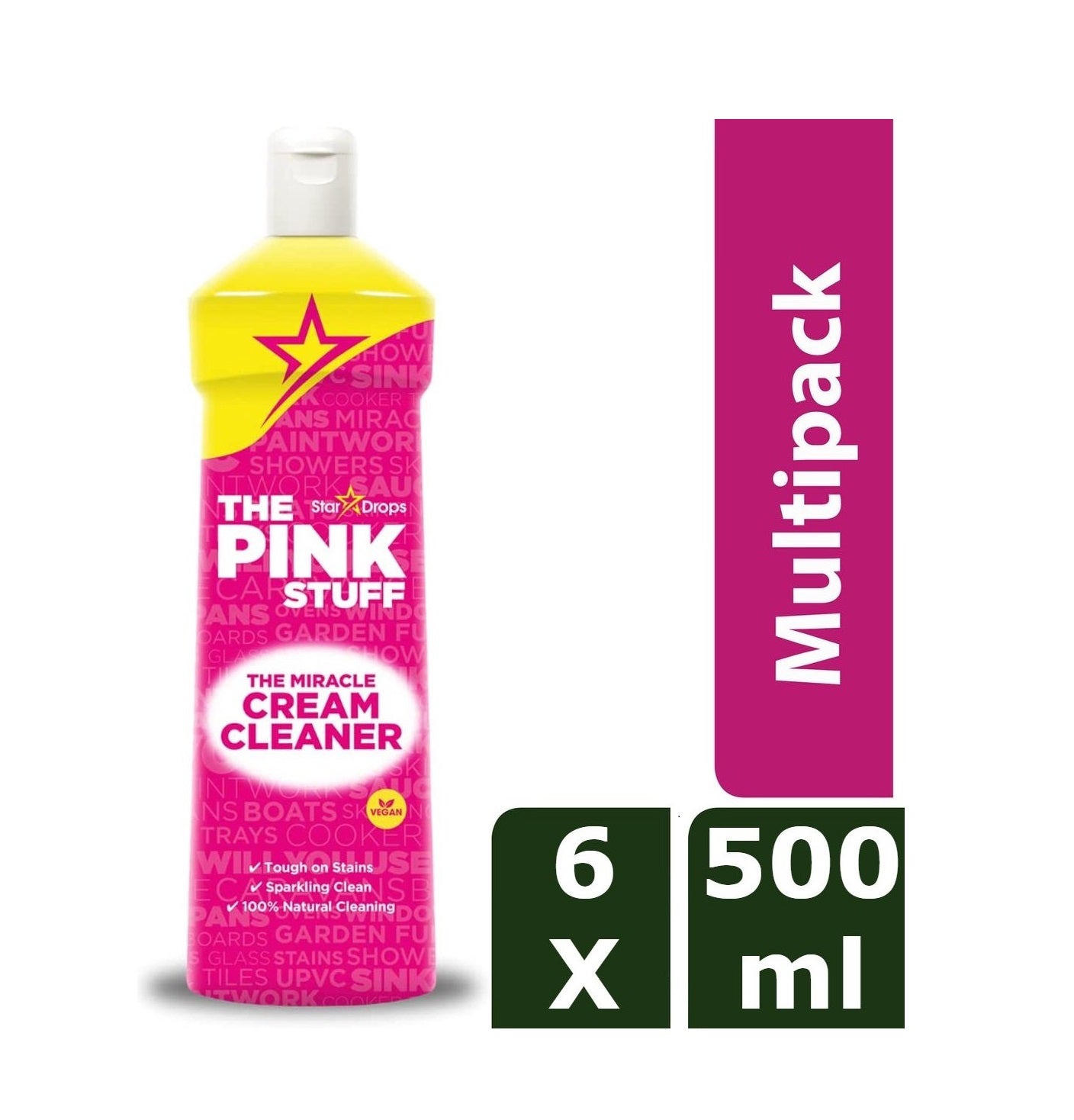 The Pink Stuff krem ścierny - opakowanie ekonomiczne 6 x 500 ml - przyjazny dla środowiska
