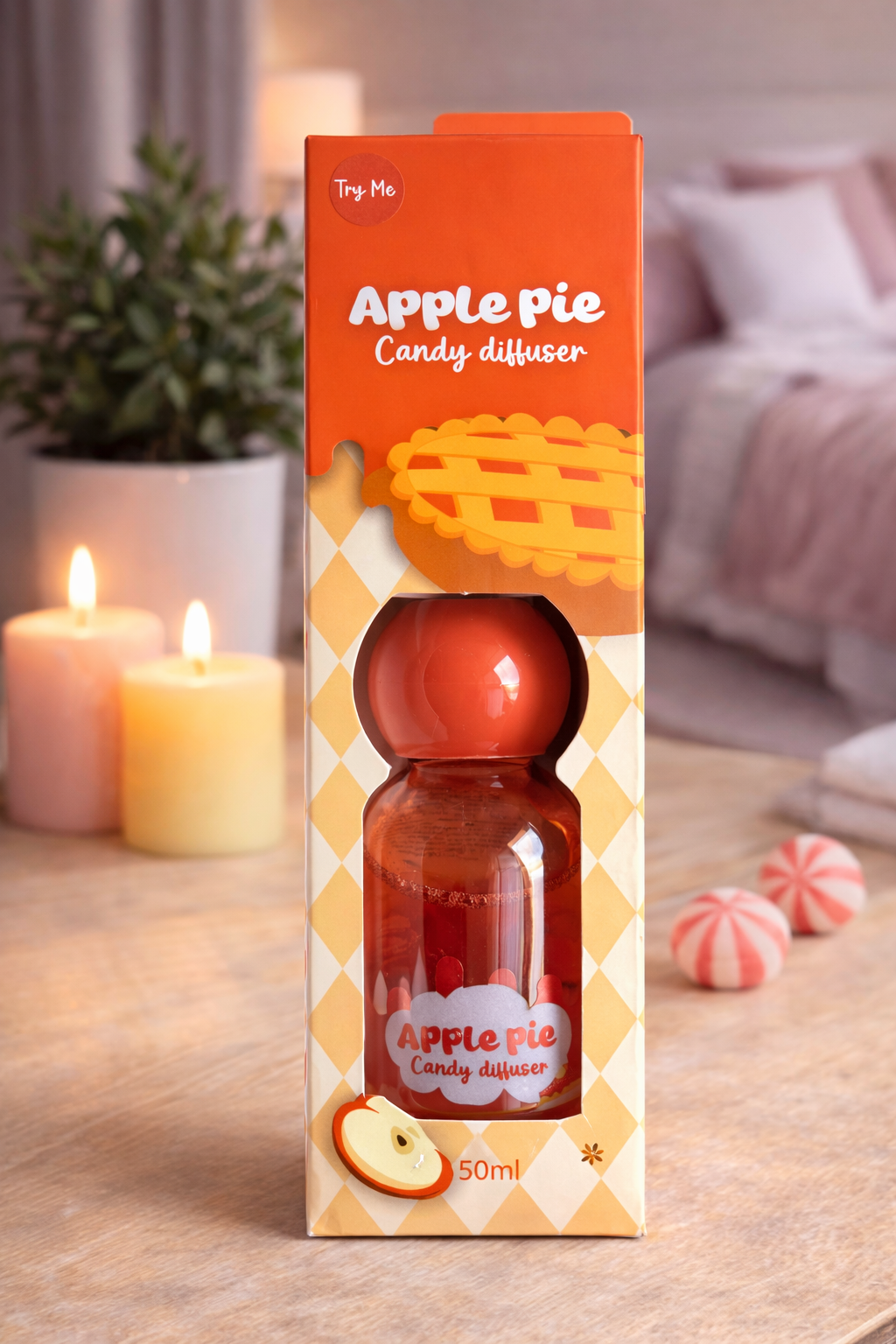 Difusor de Aroma Apple Pie Candy 50ml – Difusor de Fragancia Dulce de Tarta de Manzana – Difusor para Hogar – Difusor con Aroma a Caramelo para Habitación, Dormitorio y Sala