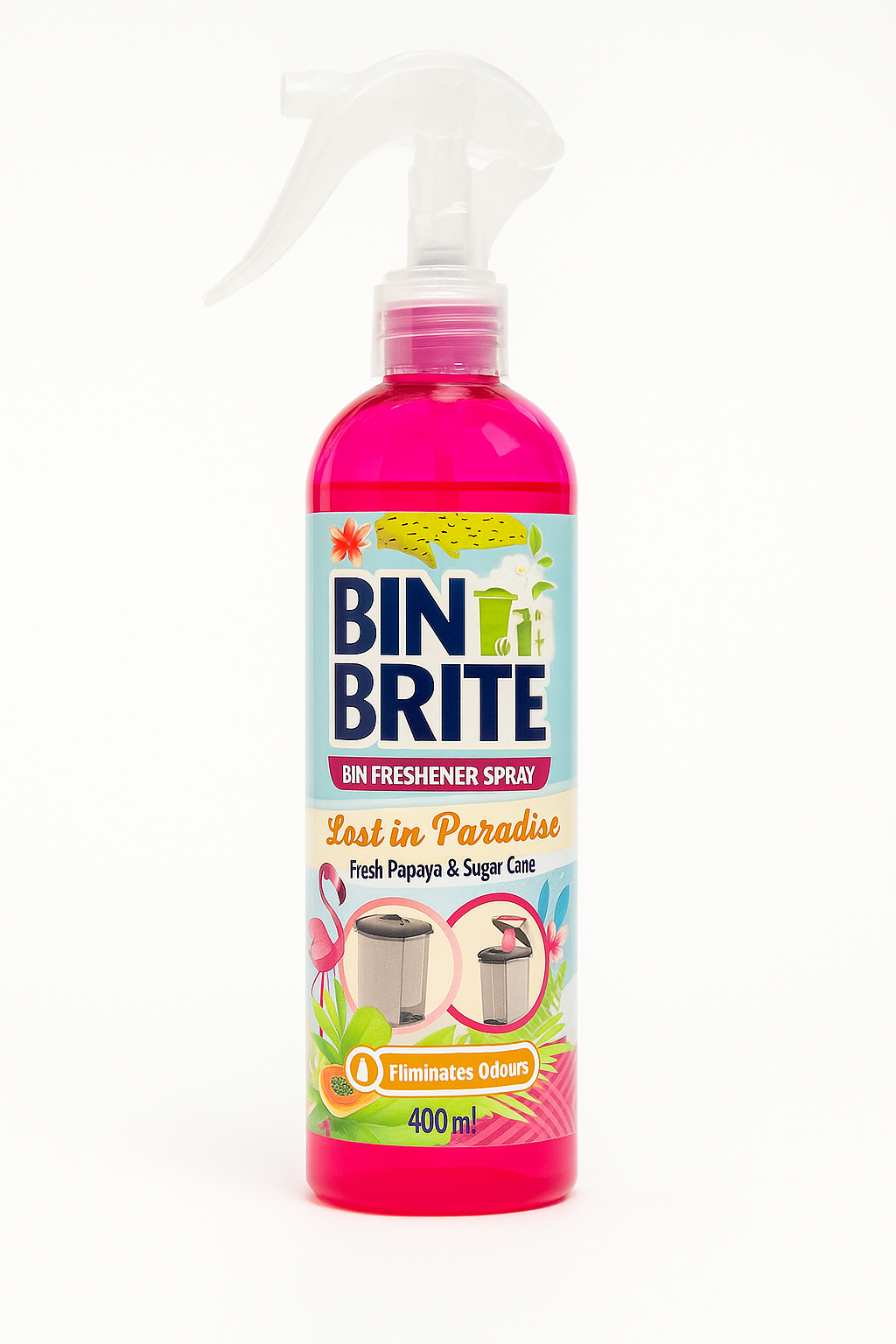 Bin Brite Vuilnisbakverfrisser Spray – Lost in Paradise | 400ml | Papaja & Suikerriet