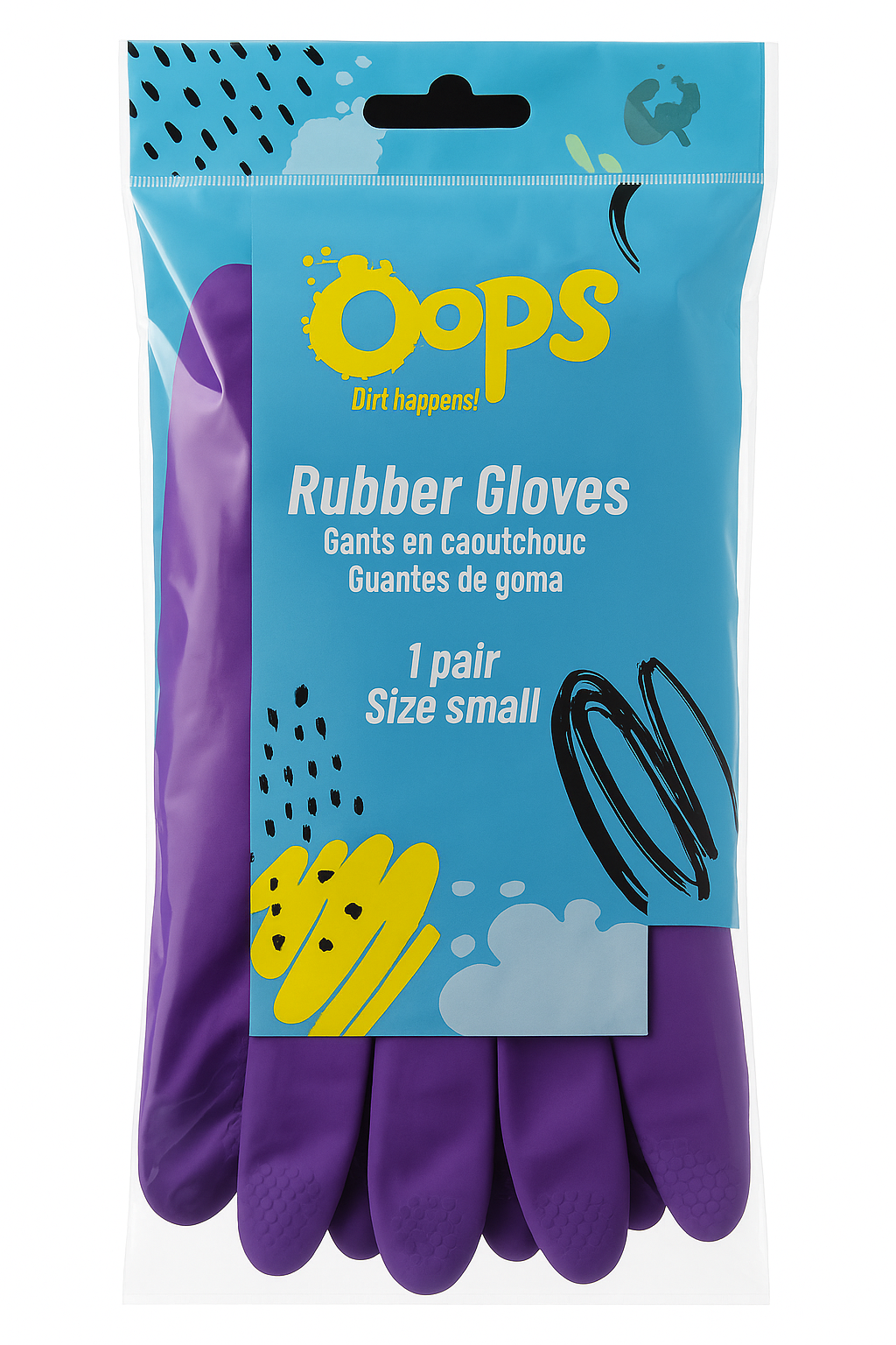 Oops Rubber Gloves – Paarse Rubber Schoonmaakhandschoenen – Duurzame Huishoudhandschoenen voor Afwas, Poetsen & Klussen - Small