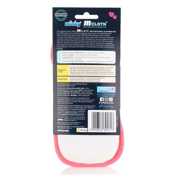 Minky M Cloth Schoonmaakpad – All You Need Is Love (Roze Hartjes • 3-in-1 Reinigingskracht)