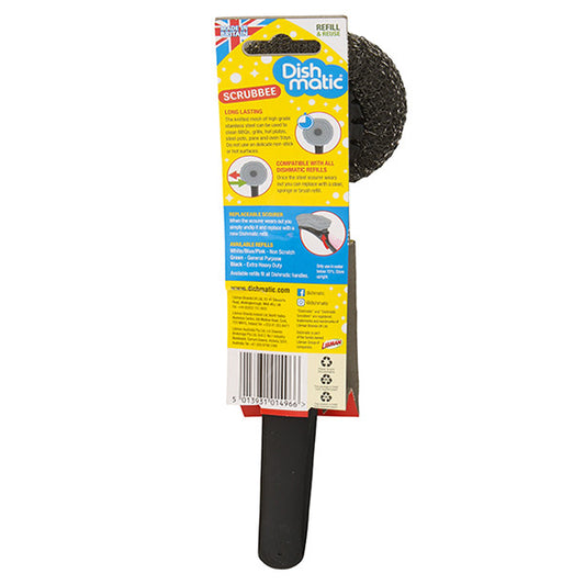 Dishmatic Scrubbee Dish Brush with Steel Wool – For Stubborn Dirt