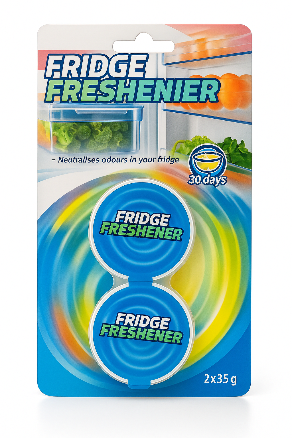 Odświeżacz do lodówki – neutralizator zapachów do lodówek (2 x 35g, do 30 dni świeżości)
