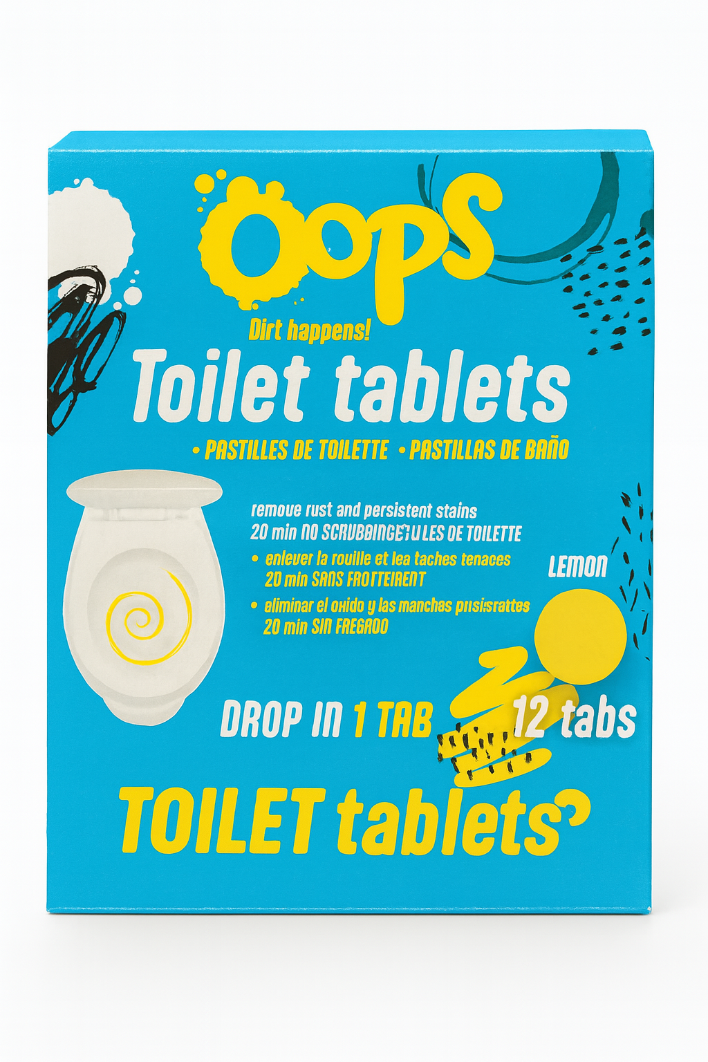 Oops tabletki do toalety – 12 sztuk – zapach cytrynowy – przeciw rdzy i uporczywym plamom