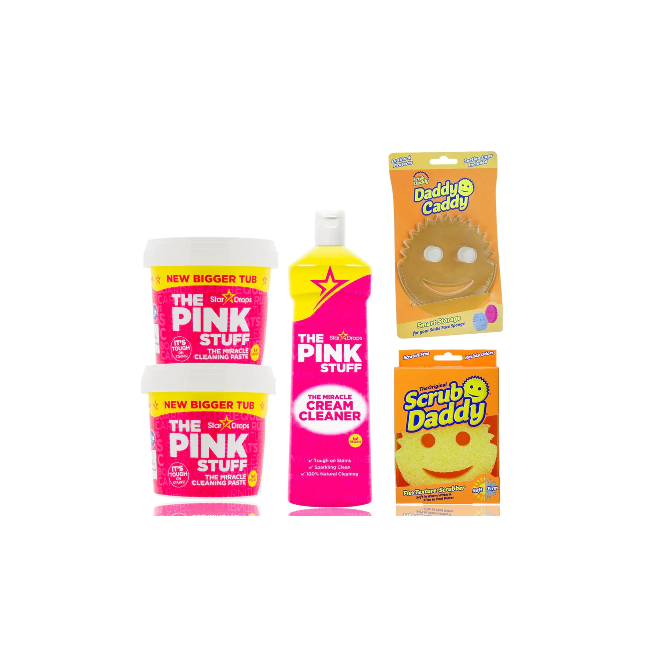 Zestaw prezentowy Lekker Schrobben - Scrub Daddy, Daddy Caddy, Pink Stuff Pasta, krem do czyszczenia