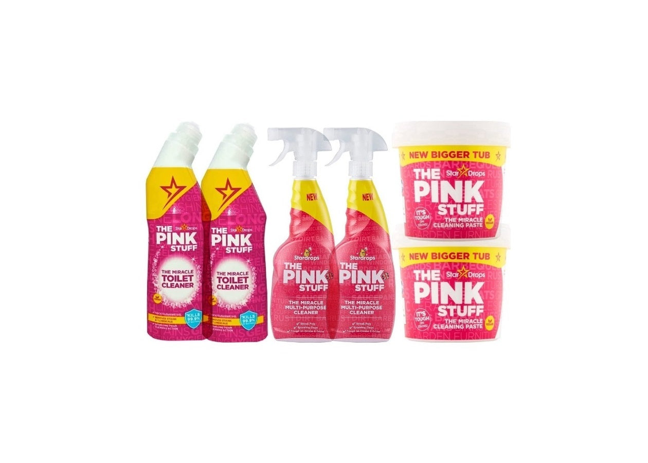 The Pink Stuff Ultiemny Zestaw - 2x Spray 750 ml - 2x Środek do czyszczenia toalety 750 ml - 2x Miracle Paste 850 gram