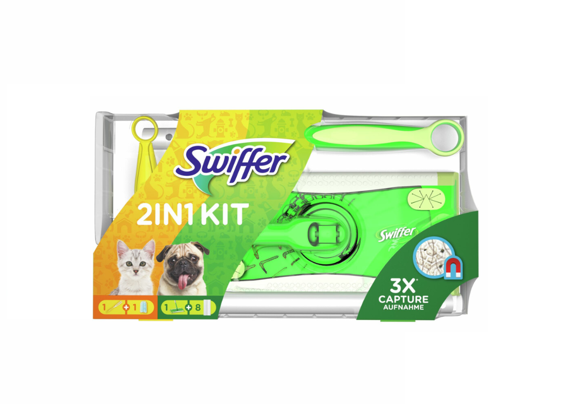 Zestaw Swiffer do czyszczenia podłóg + suche ściereczki do podłóg i miotełka + uzupełnienie idealne dla zwierząt domowych