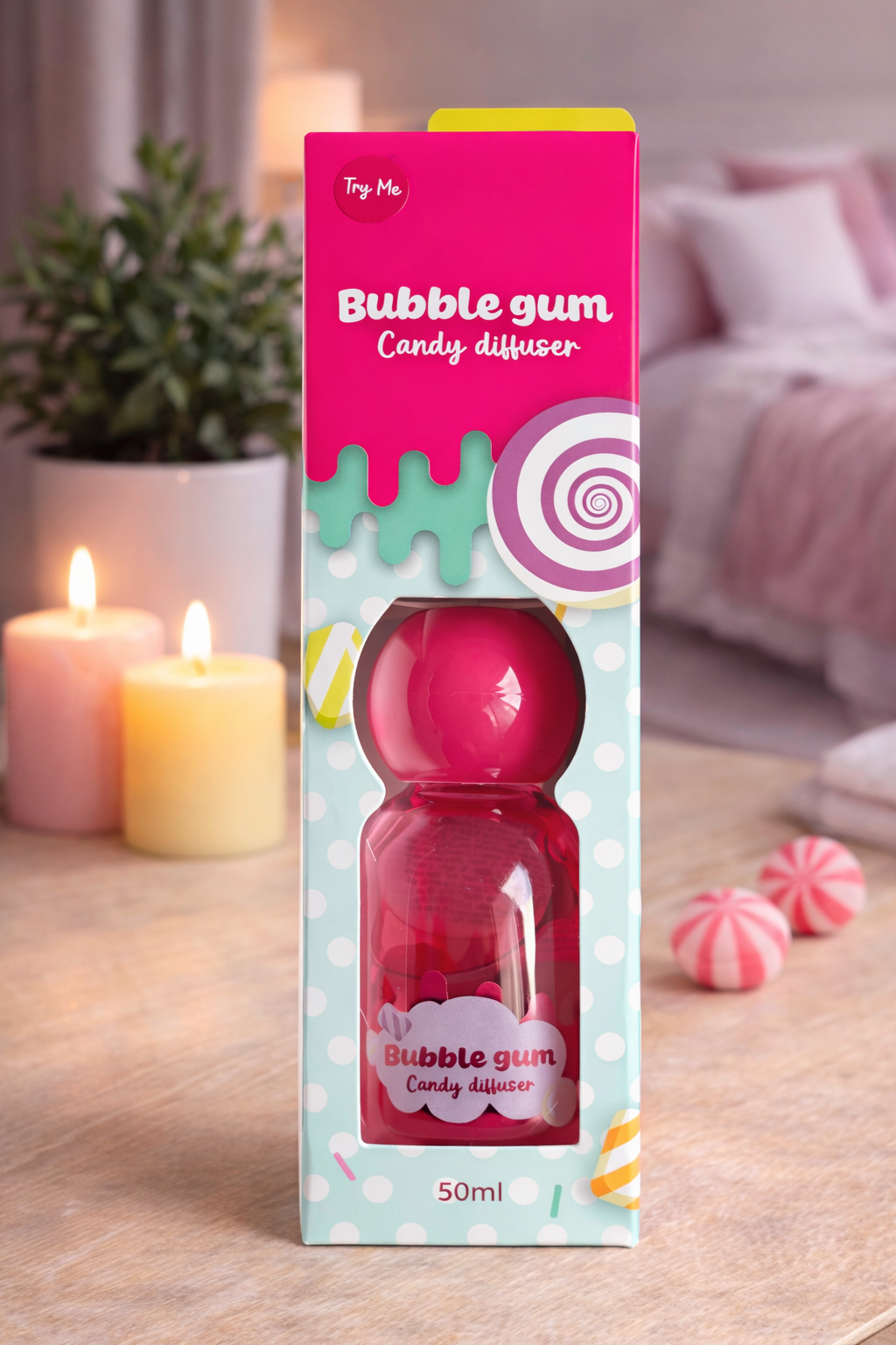 Bubble Gum Candy Diffuser 50ml – Fragrance Diffuser Home Perfume – Sweet Bubblegum Home Fragrance Diffuser – Candy Scent Aroma Diffuser