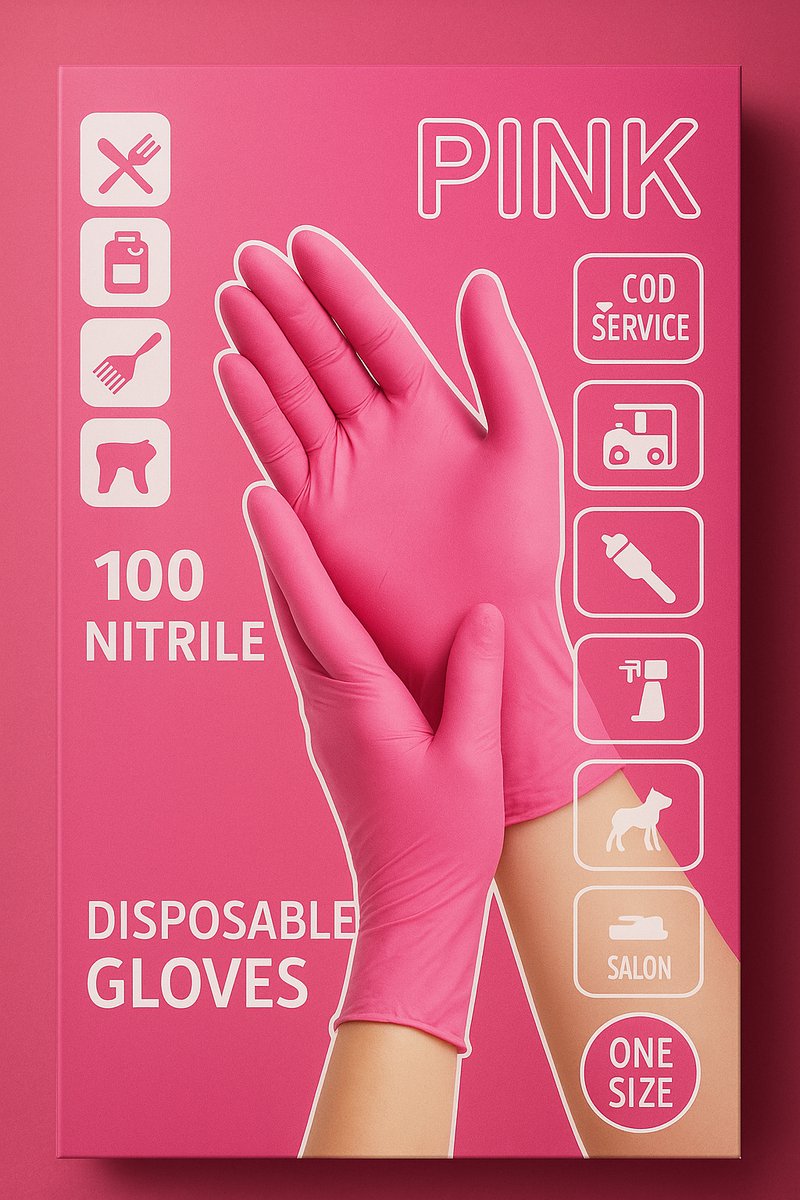 Gants jetables en nitrile rose – 100 pièces – Sans poudre & sans latex – Taille unique – Extra résistants