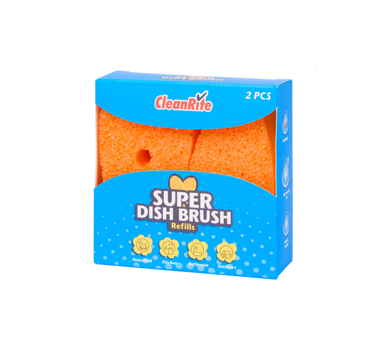 Recambio de cepillo de limpieza CleanRite – 2 esponjas naranjas para lavar platos