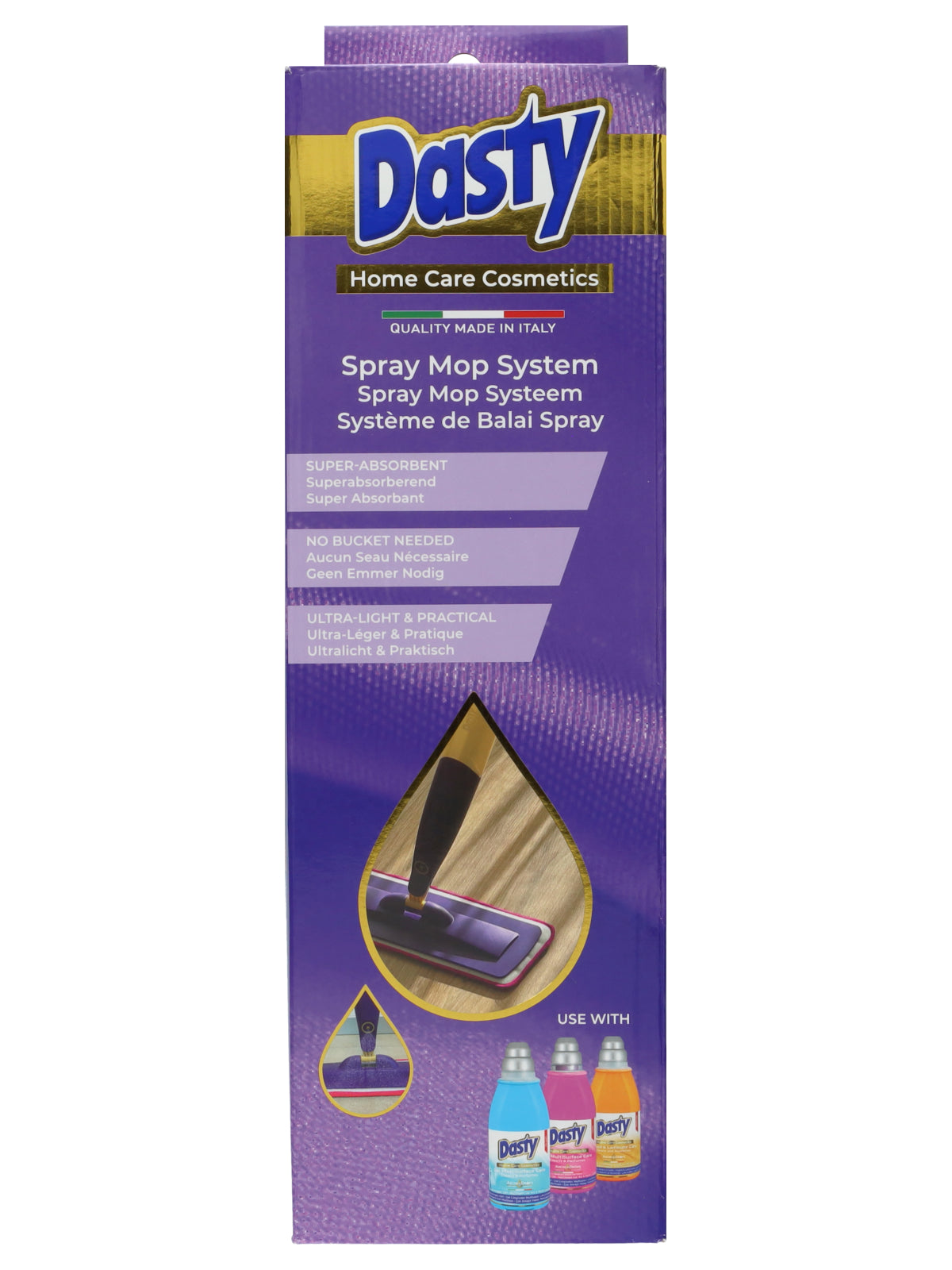 Dasty Spraymop avec système de pulvérisation – Serpillière et balai sans seau – Tête de balai rotative – 42 cm
