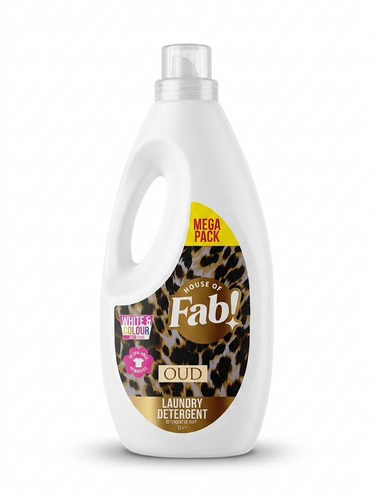 Fabulosa Oud Laundry Detergent Mega Pack 2L – Detergent do prania białych i kolorowych tkanin z luksusowym zapachem oud