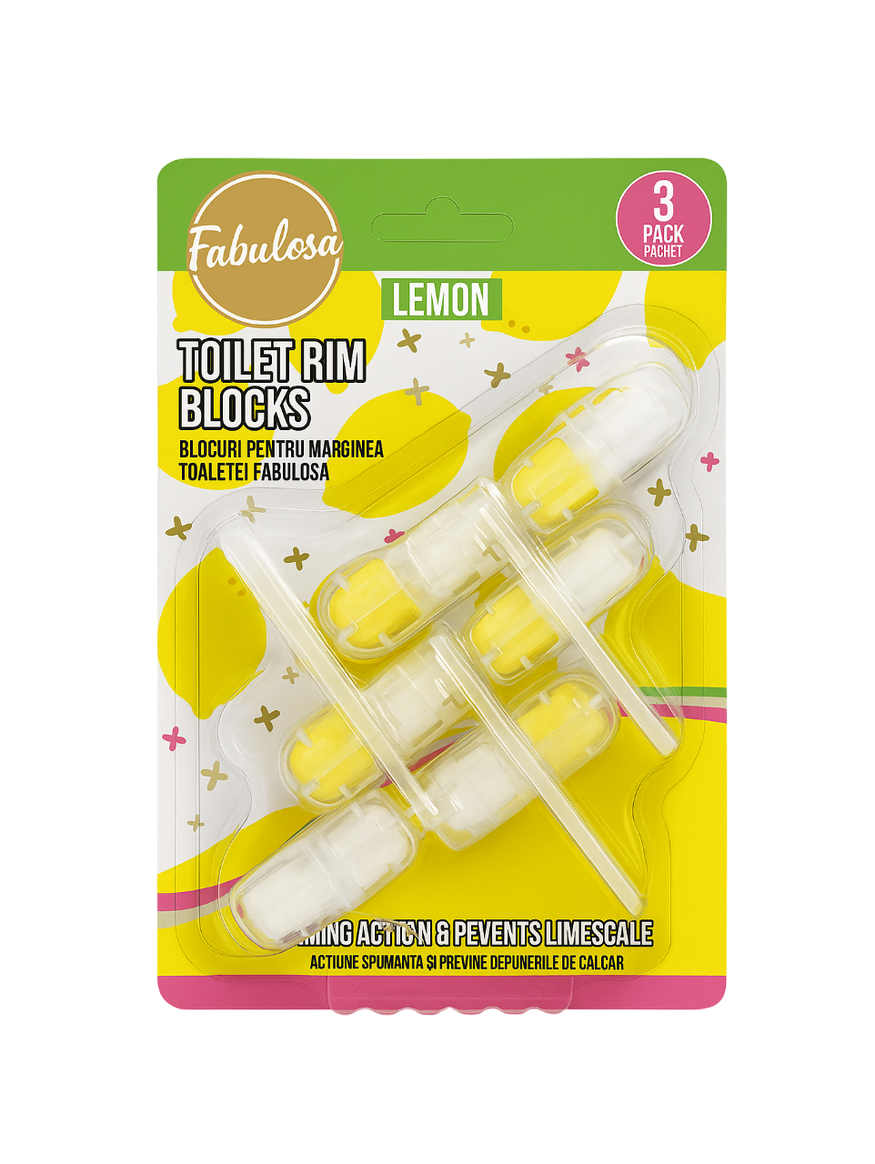 Fabulosa Toiletblokken – 3 stuks - Lemon - Frisse Geur & Bescherming tegen Kalkaanslag