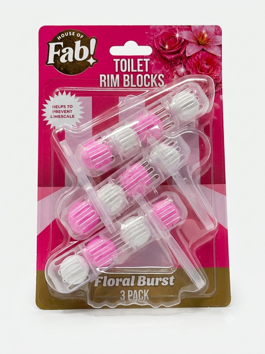 Fabulosa Toilet Rim Blocks Floral Burst 3 Pack – Toilet Blocks Against Limescale with Floral Scent