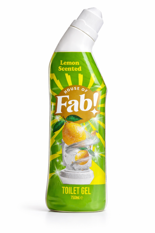 House of Fab Toilet Gel Lemon 750ml – WC Reiniger Citroen – Krachtige Toilet Cleaner tegen Kalk, Aanslag en Vuil – Frisse Lemon Toilet Gel