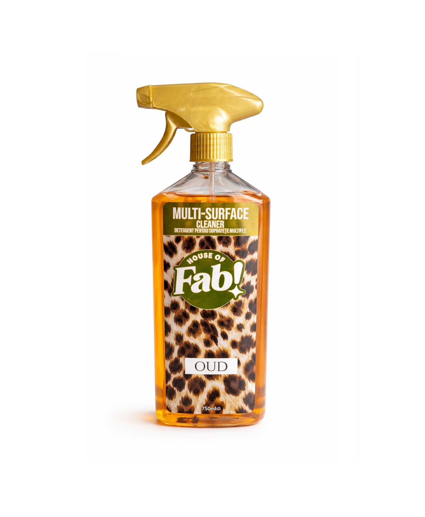 House of Fab Multi-Surface Cleaner Oud 750ml – Luxe Allesreiniger Spray met Intense Geur voor Keuken, Badkamer & Interieur