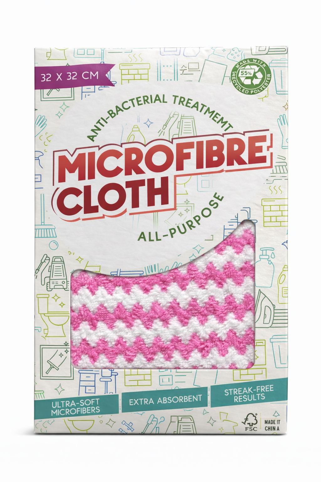 Roze Microvezeldoek 32x32 cm Anti-Bacterieel – All Purpose Schoonmaakdoek – Perfect voor Pink Stuff, TikTok Cleaning, Keuken, Badkamer, Ramen & Auto - ViralCleaning