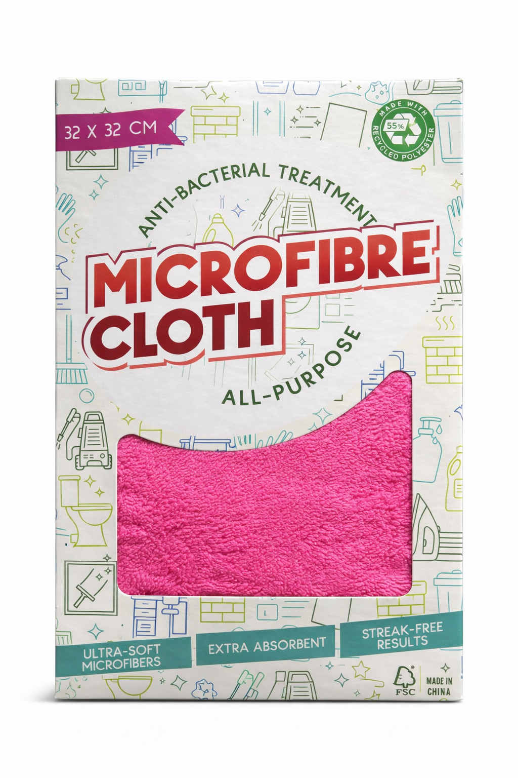 Microvezeldoek 32x32 cm – Anti-Bacterieel – Roze Schoonmaakdoek – Perfect voor Pink Stuff & TikTok Cleaning - ViralCleaning