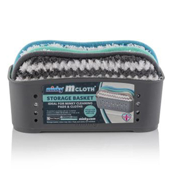 Minky Aufbewahrungsbox mit Reinigungspads – 3er-Pack (Weiß/Grau, Mikrofaser)