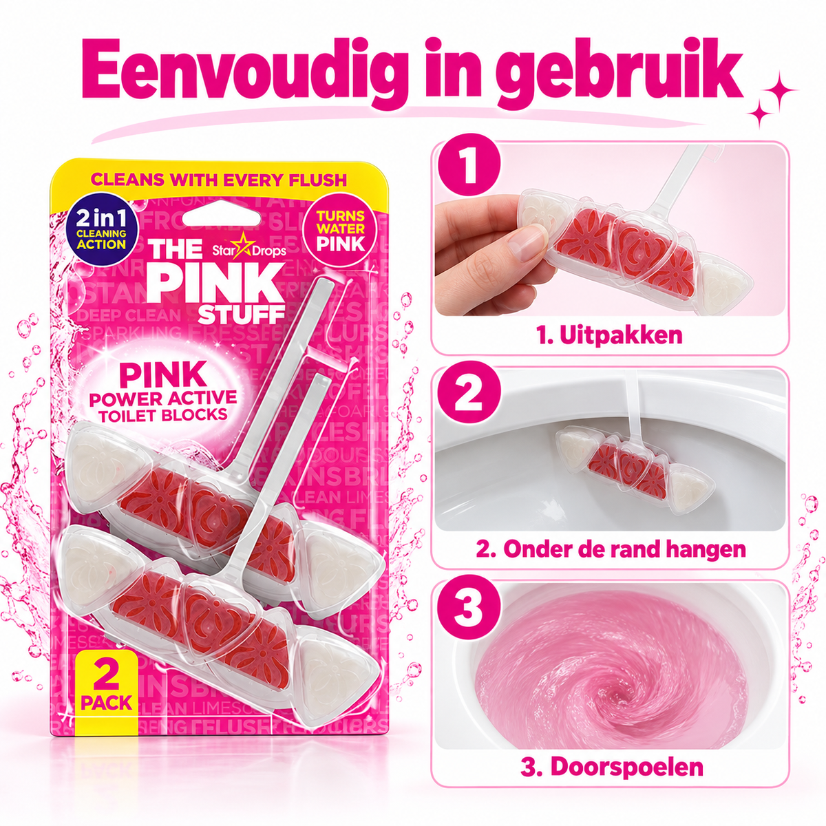 The Pink Stuff Power Active Toilettenblock - 2er-Pack