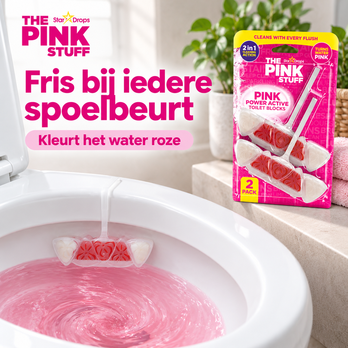 The Pink Stuff Power Active Toilettenblock - 2er-Pack