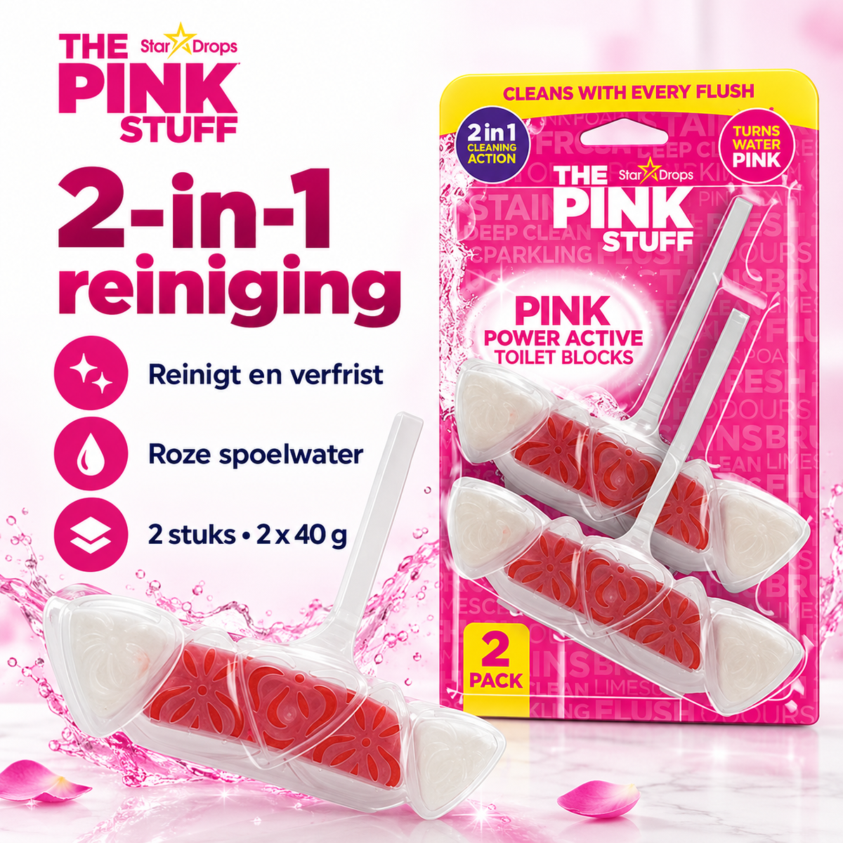 The Pink Stuff Power Active Toilettenblock - 2er-Pack
