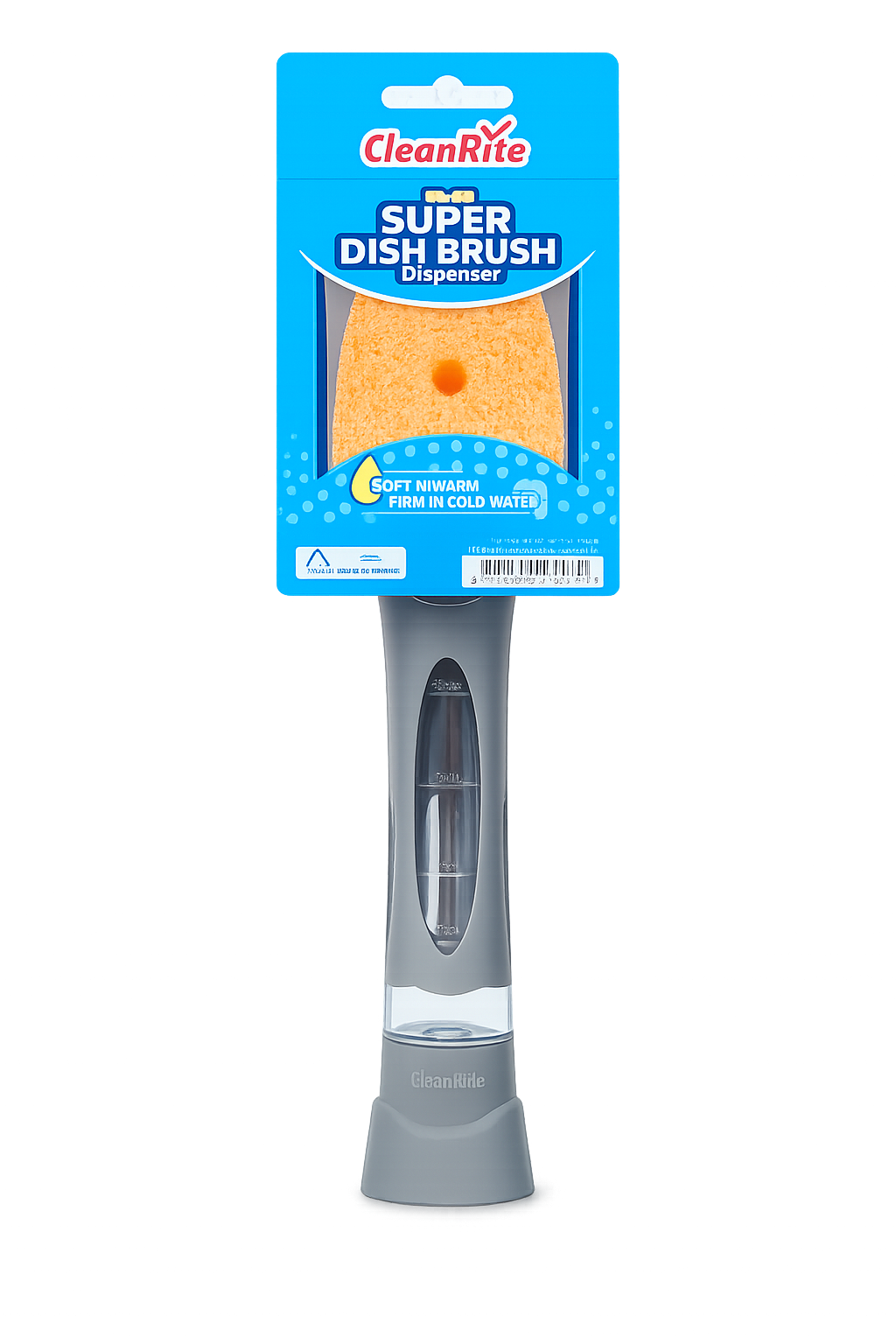 Esponja de limpieza CleanRite con dispensador – Esponja lavavajillas recargable con mango – Gris