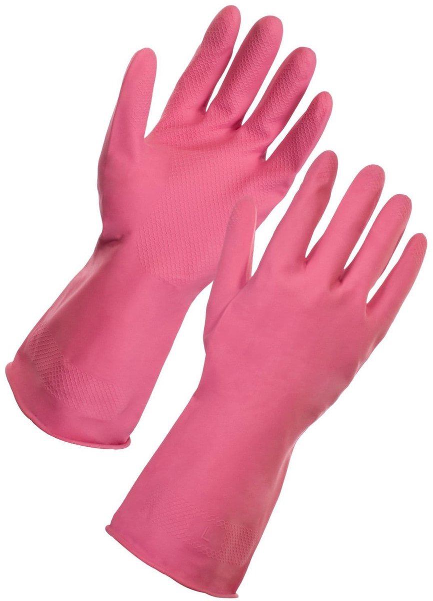 Roze Herbruikbare Schoonmaak Handschoenen (large)
