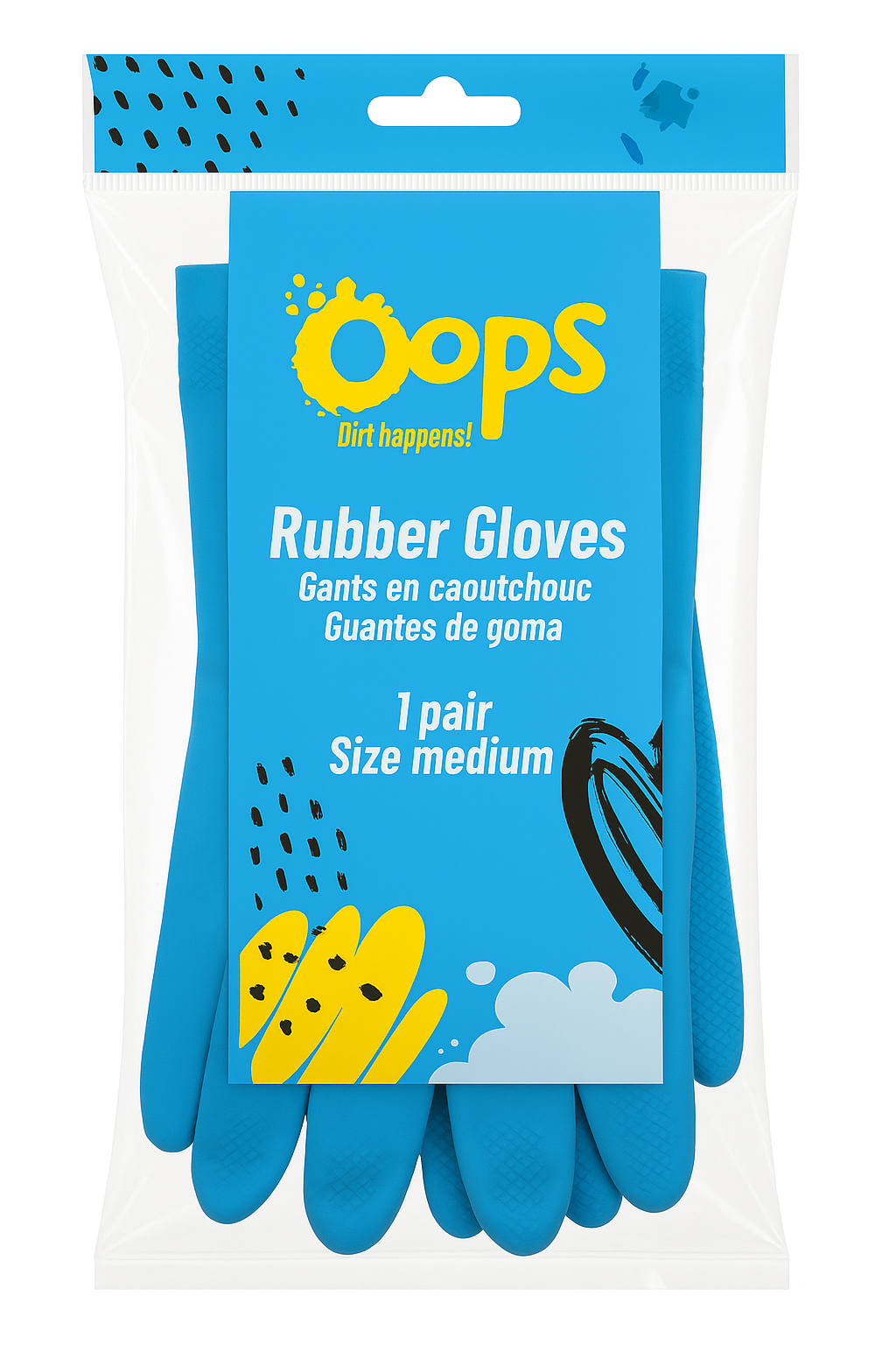 Oops Rubber Gloves – Blauwe Rubber Schoonmaakhandschoenen – Comfortabele Anti-Slip Huishoudhandschoenen voor Afwas & Schoonmaak - Size Medium