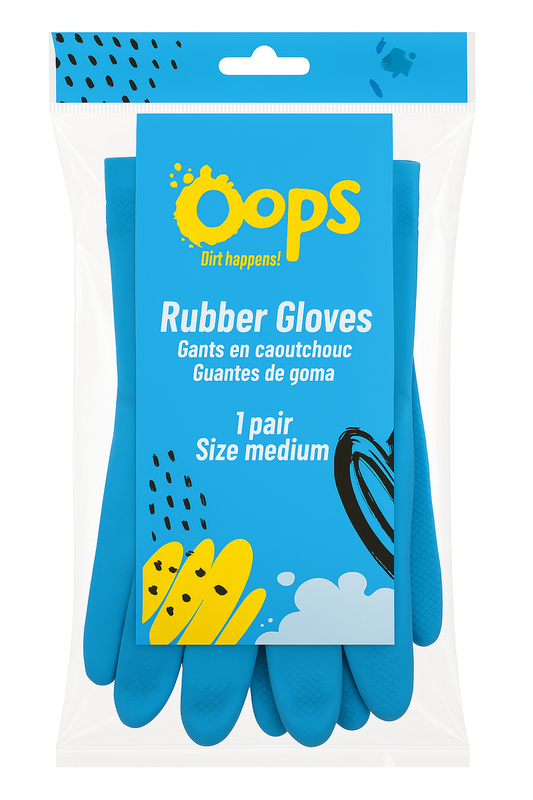 Oops Rubber Gloves – Blauwe Rubber Schoonmaakhandschoenen – Comfortabele Anti-Slip Huishoudhandschoenen voor Afwas & Schoonmaak - Size Medium