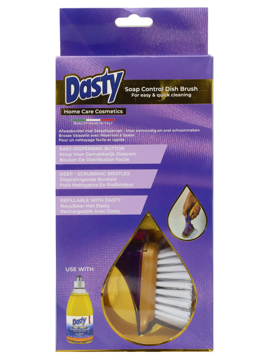 Dasty Dish Brush with Soap Dispenser – Refillable Dishwashing Liquid Reservoir