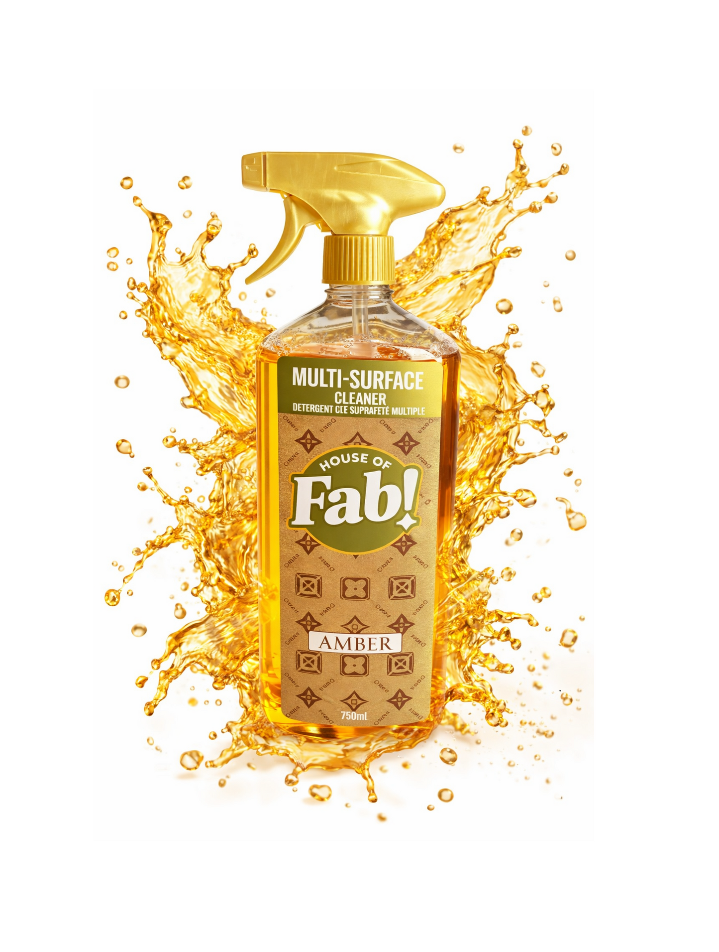 House of Fab Multi-Surface Cleaner Amber 750ml – Luxe Allesreiniger Spray met Warme Langdurige Geur voor Keuken, Badkamer & Interieur