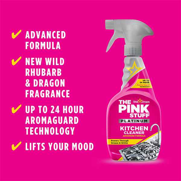 The Pink Stuff Platinum Keukenreiniger 750 ml – Krachtige Spray tegen Vet, Vuil & Aanslag